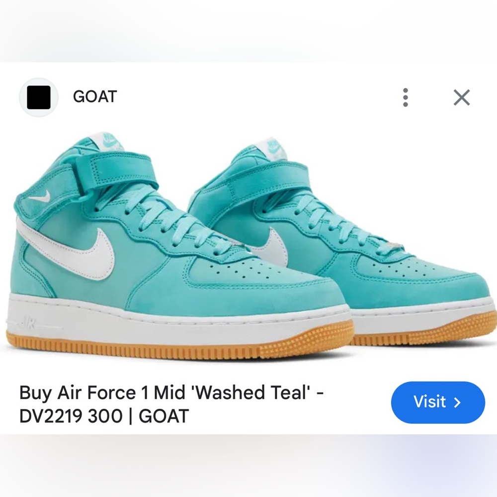 Nike Air Force 1 Mid Teal and White Sneakers